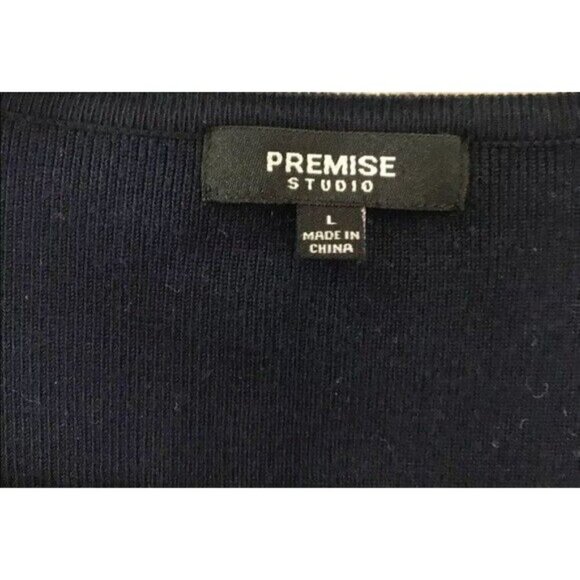 Premise Studio Size L Open Front Knit Cardigan Sweater Lagenlook Pockets Career - Picture 5 of 6